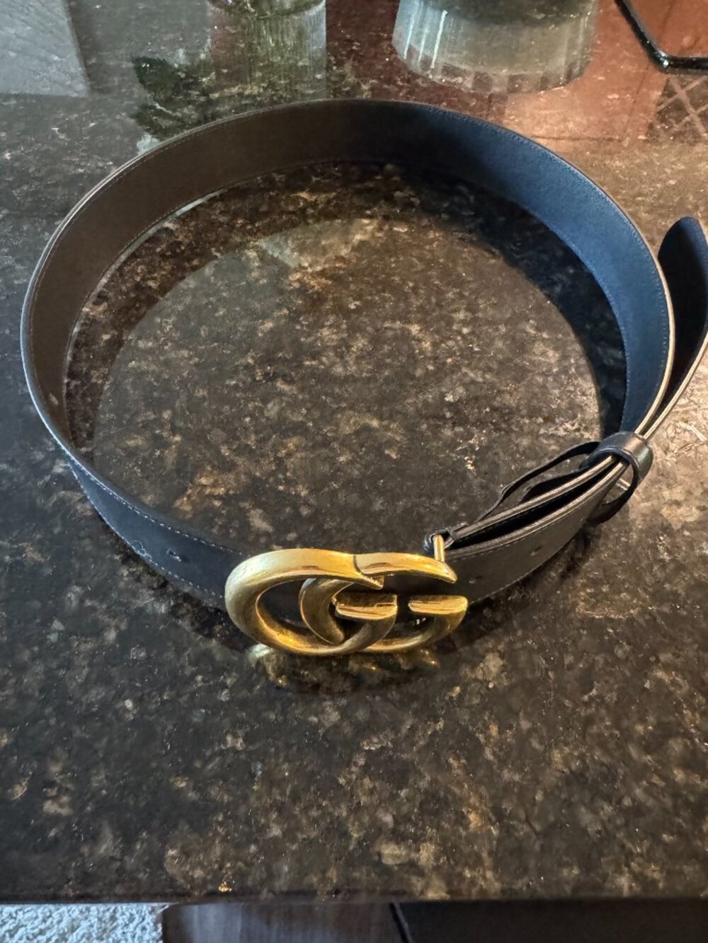 Gucci GG Marmont Wide Belt in Black/Gold Size 100 - Picture 3 of 5